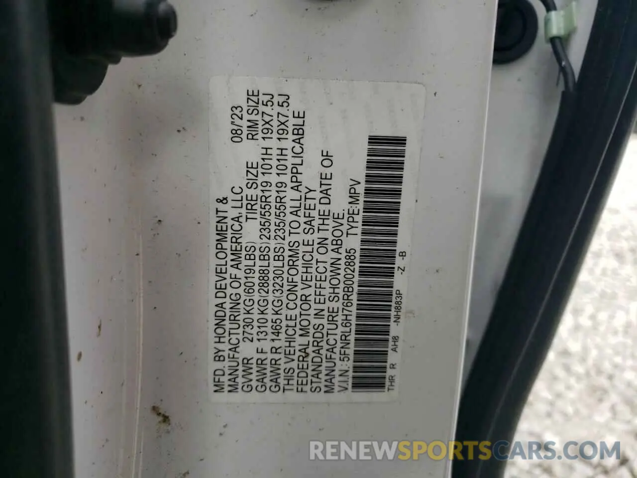 13 Photograph of a damaged car 5FNRL6H76RB002885 HONDA ODYSSEY SP 2024