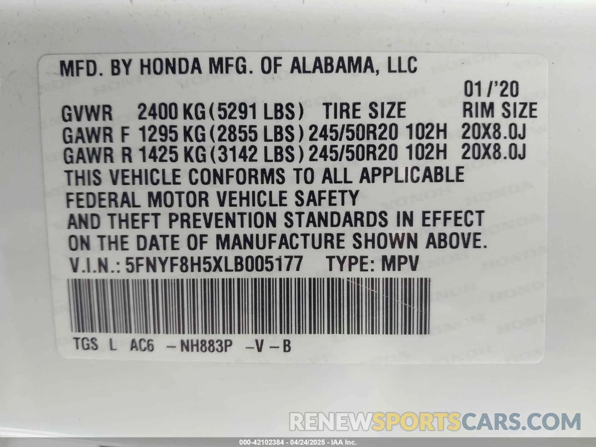 9 Photograph of a damaged car 5FNYF8H5XLB005177 HONDA PASSPORT 2020