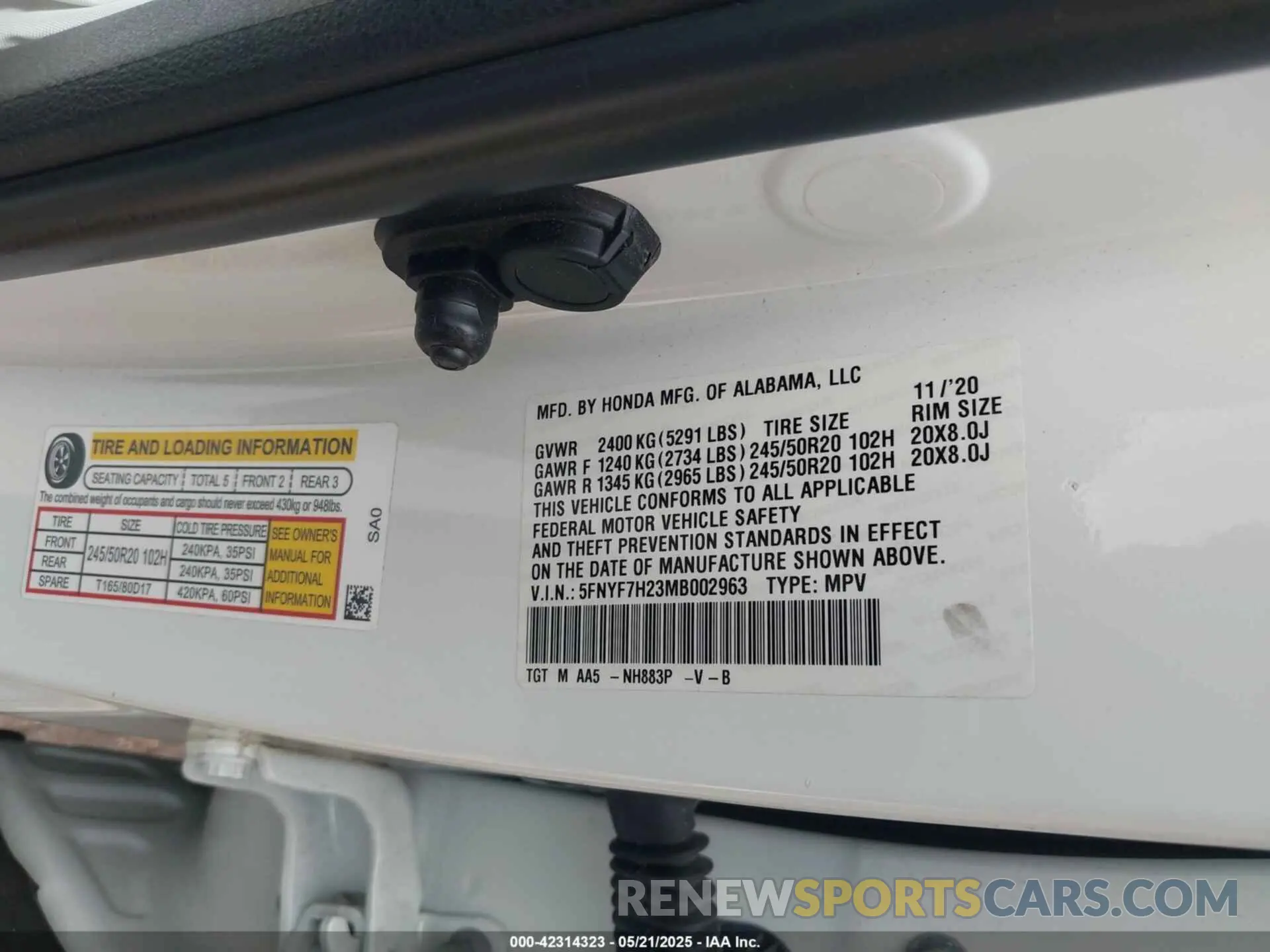 9 Photograph of a damaged car 5FNYF7H23MB002963 HONDA PASSPORT 2021