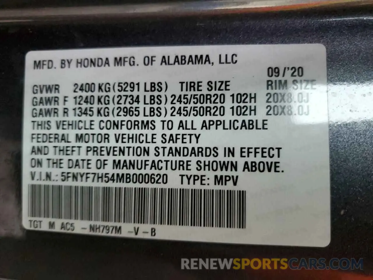 14 Фотография поврежденного автомобиля 5FNYF7H54MB000620 HONDA PASSPORT 2021