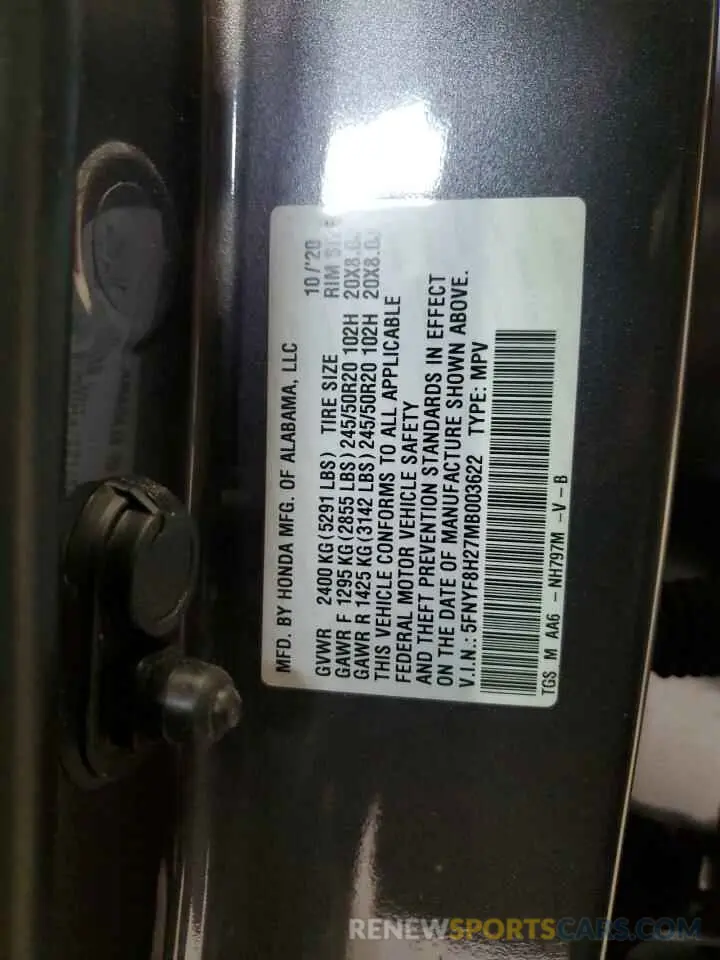 13 Photograph of a damaged car 5FNYF8H27MB003622 HONDA PASSPORT 2021