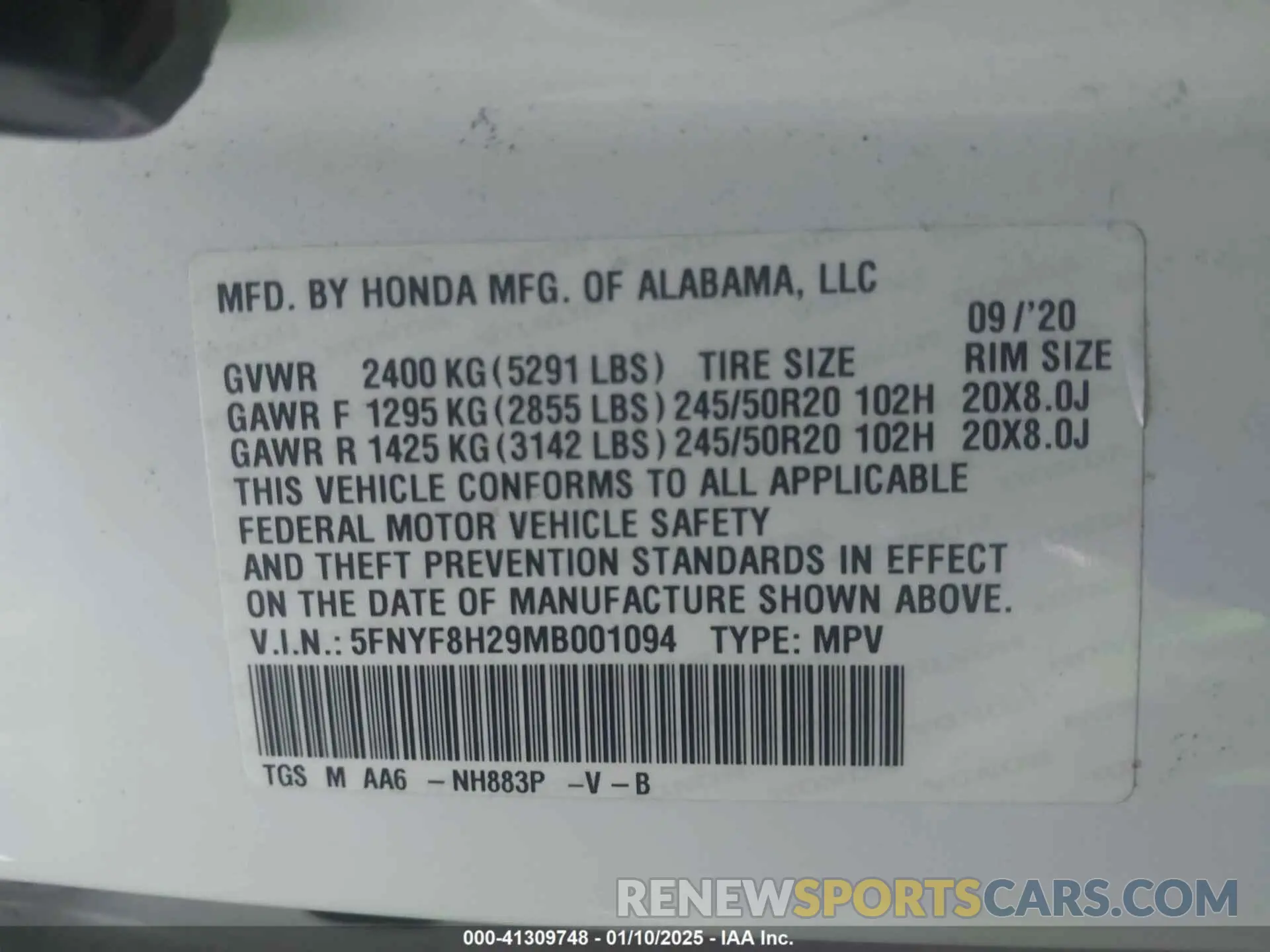 9 Photograph of a damaged car 5FNYF8H29MB001094 HONDA PASSPORT 2021