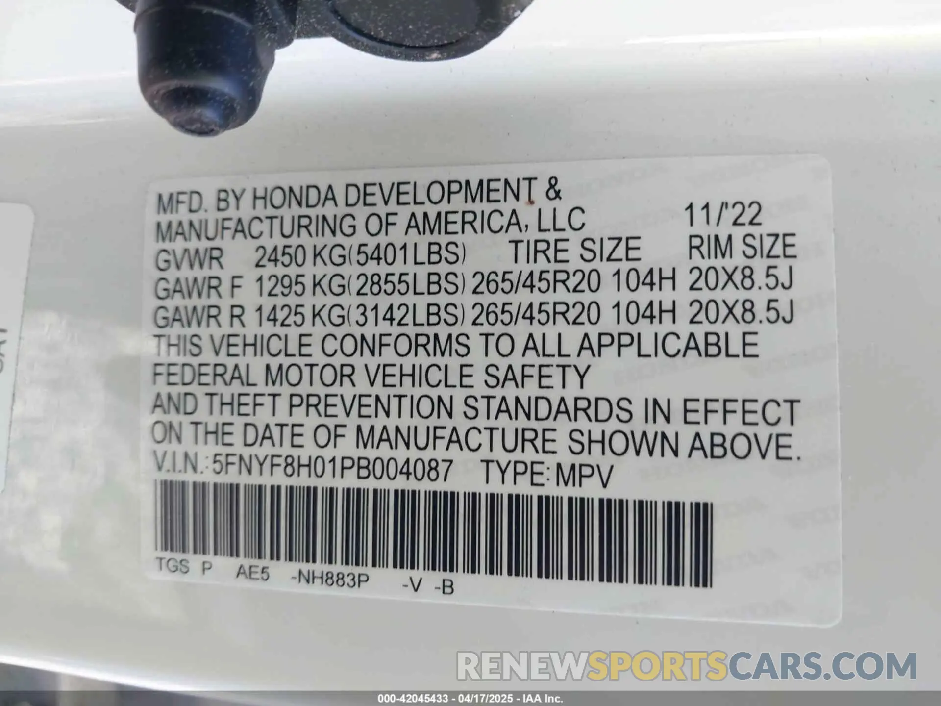 9 Фотография поврежденного автомобиля 5FNYF8H01PB004087 HONDA PASSPORT 2023