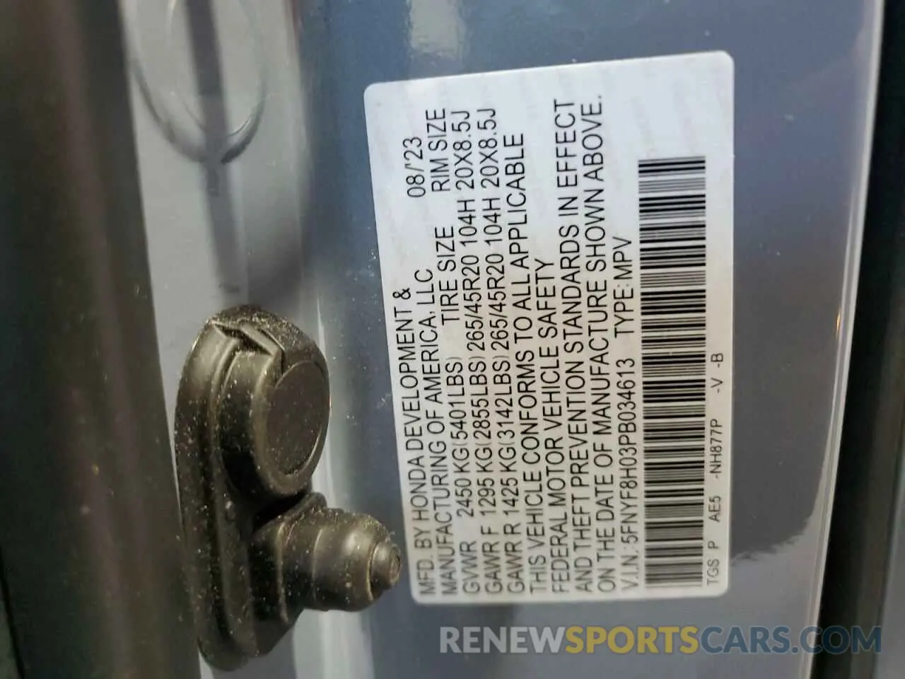 13 Фотография поврежденного автомобиля 5FNYF8H03PB034613 HONDA PASSPORT 2023