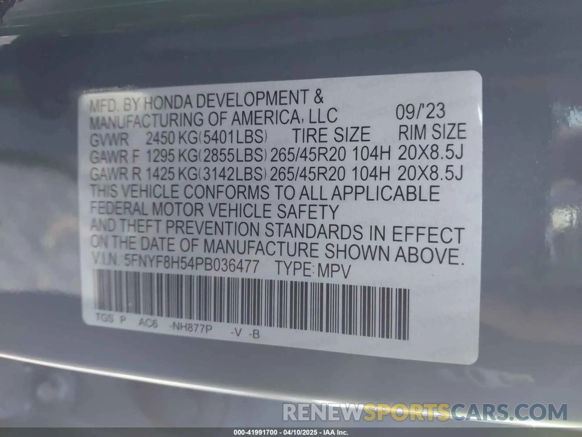9 Photograph of a damaged car 5FNYF8H54PB036477 HONDA PASSPORT 2023