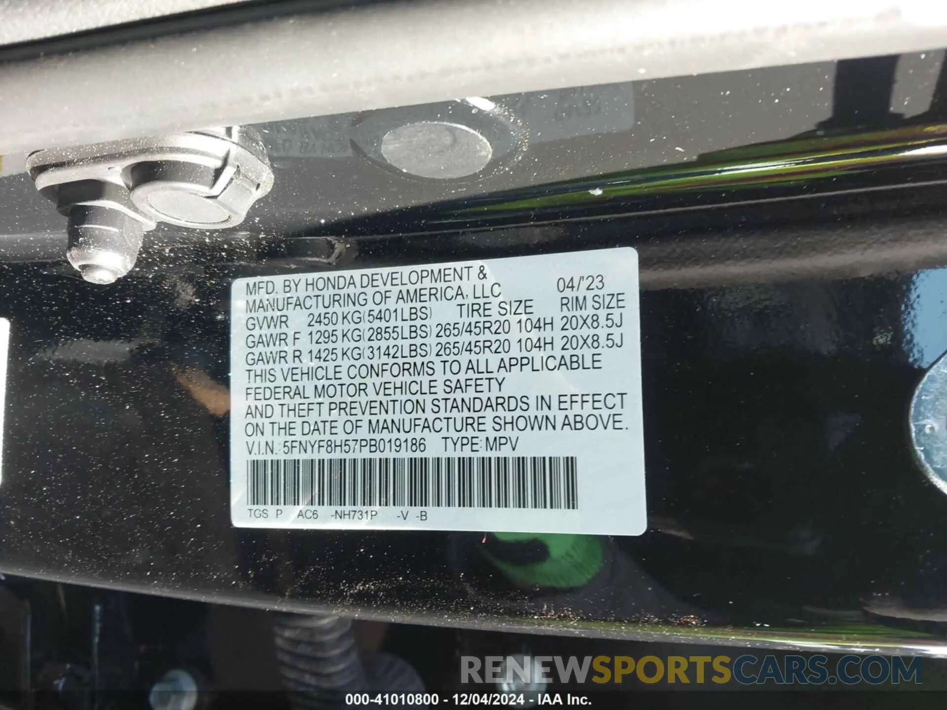 9 Photograph of a damaged car 5FNYF8H57PB019186 HONDA PASSPORT 2023