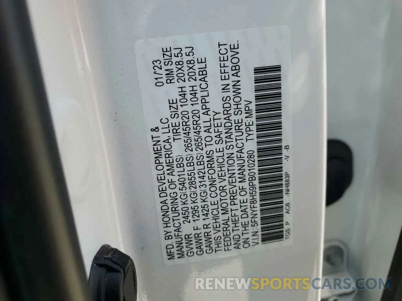 14 Photograph of a damaged car 5FNYF8H59PB010280 HONDA PASSPORT 2023