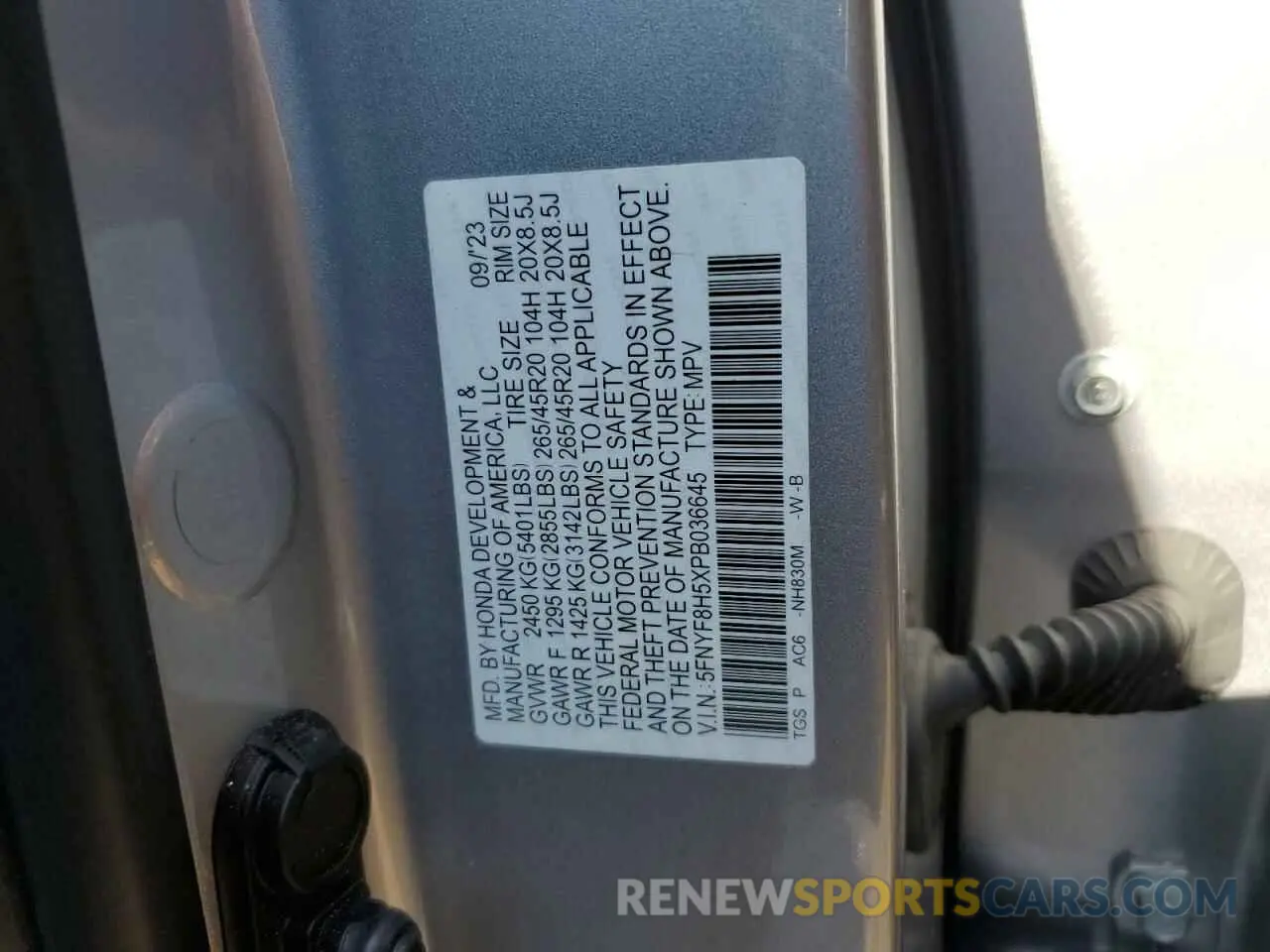 12 Фотография поврежденного автомобиля 5FNYF8H5XPB036645 HONDA PASSPORT 2023