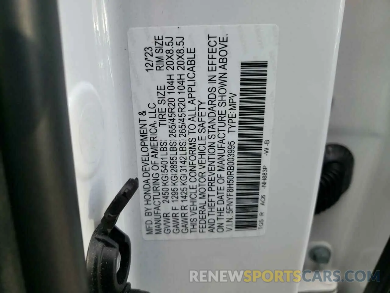 14 Photograph of a damaged car 5FNYF8H50RB003995 HONDA PASSPORT 2024