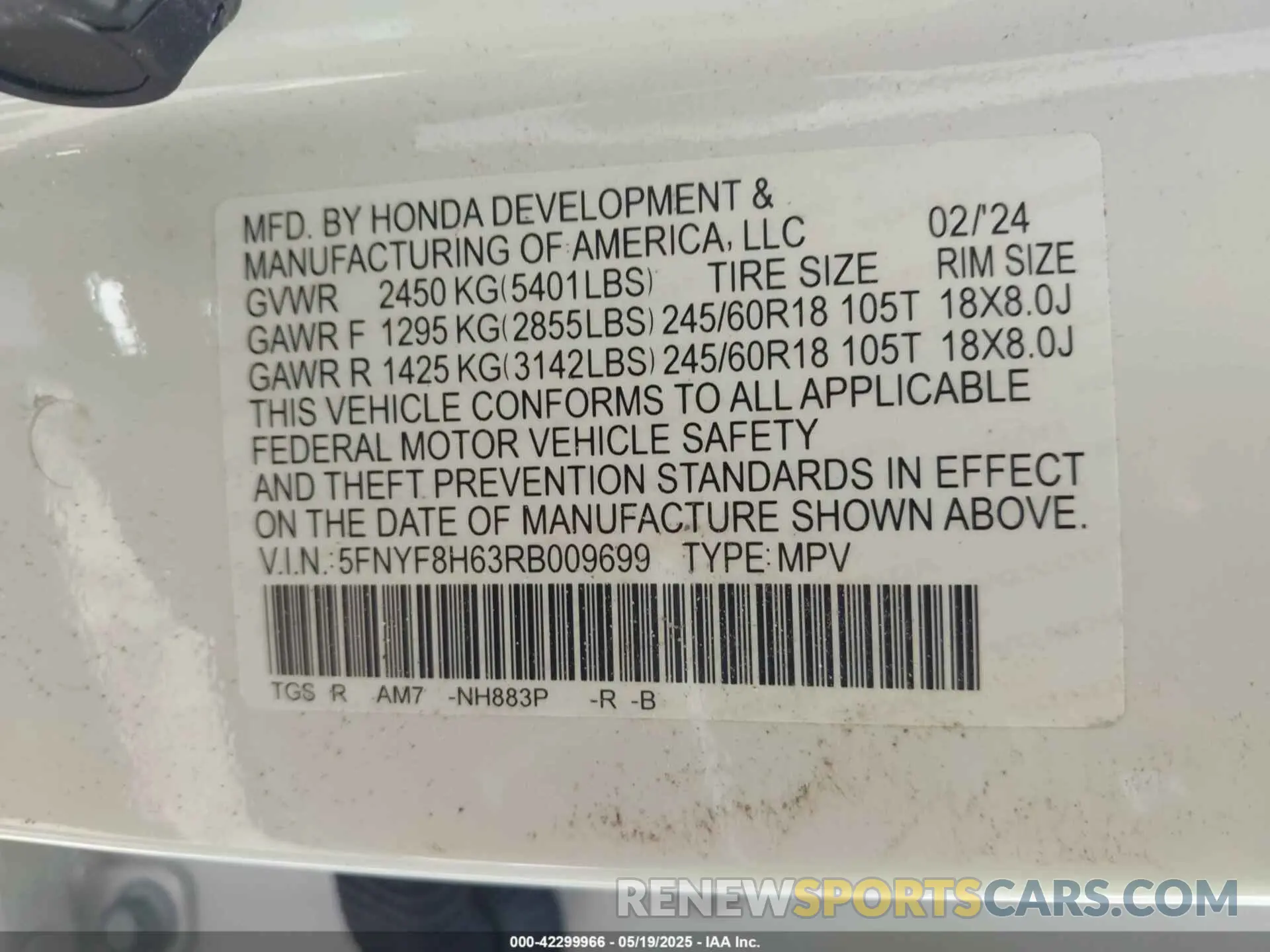 9 Photograph of a damaged car 5FNYF8H63RB009699 HONDA PASSPORT 2024