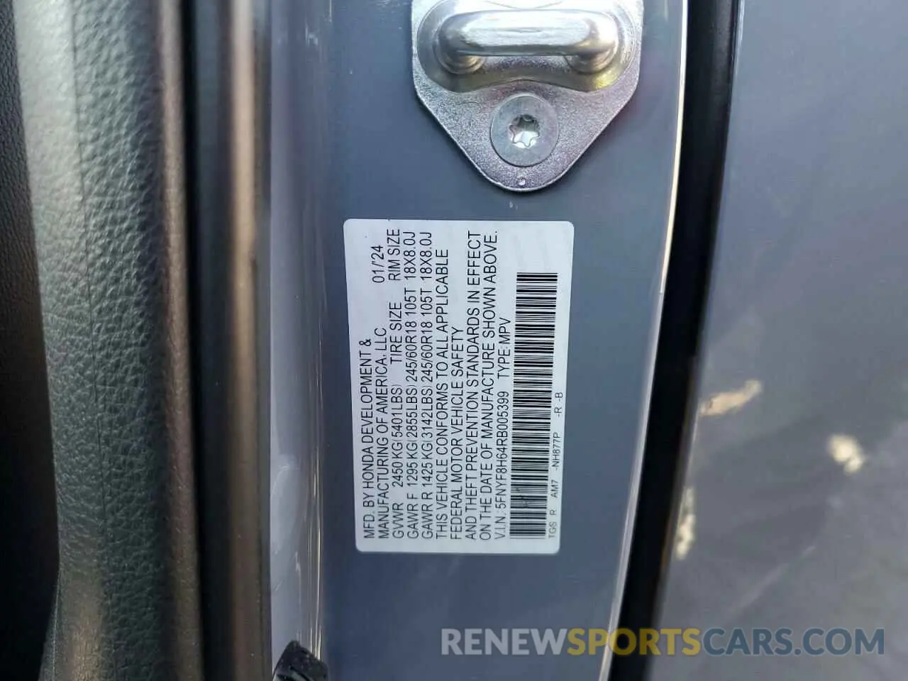 13 Фотография поврежденного автомобиля 5FNYF8H64RB005399 HONDA PASSPORT 2024