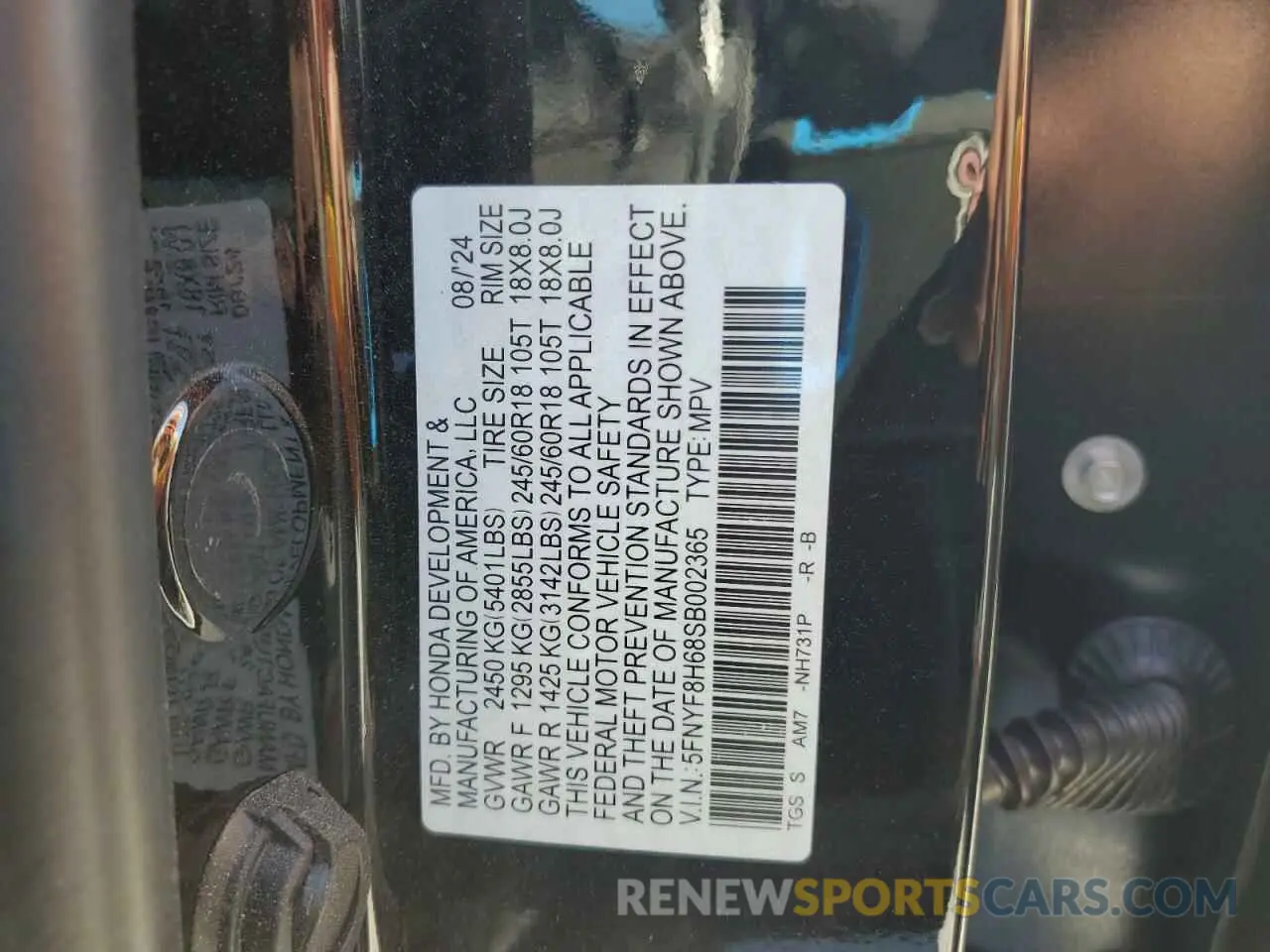 15 Photograph of a damaged car 5FNYF8H68SB002365 HONDA PASSPORT 2025