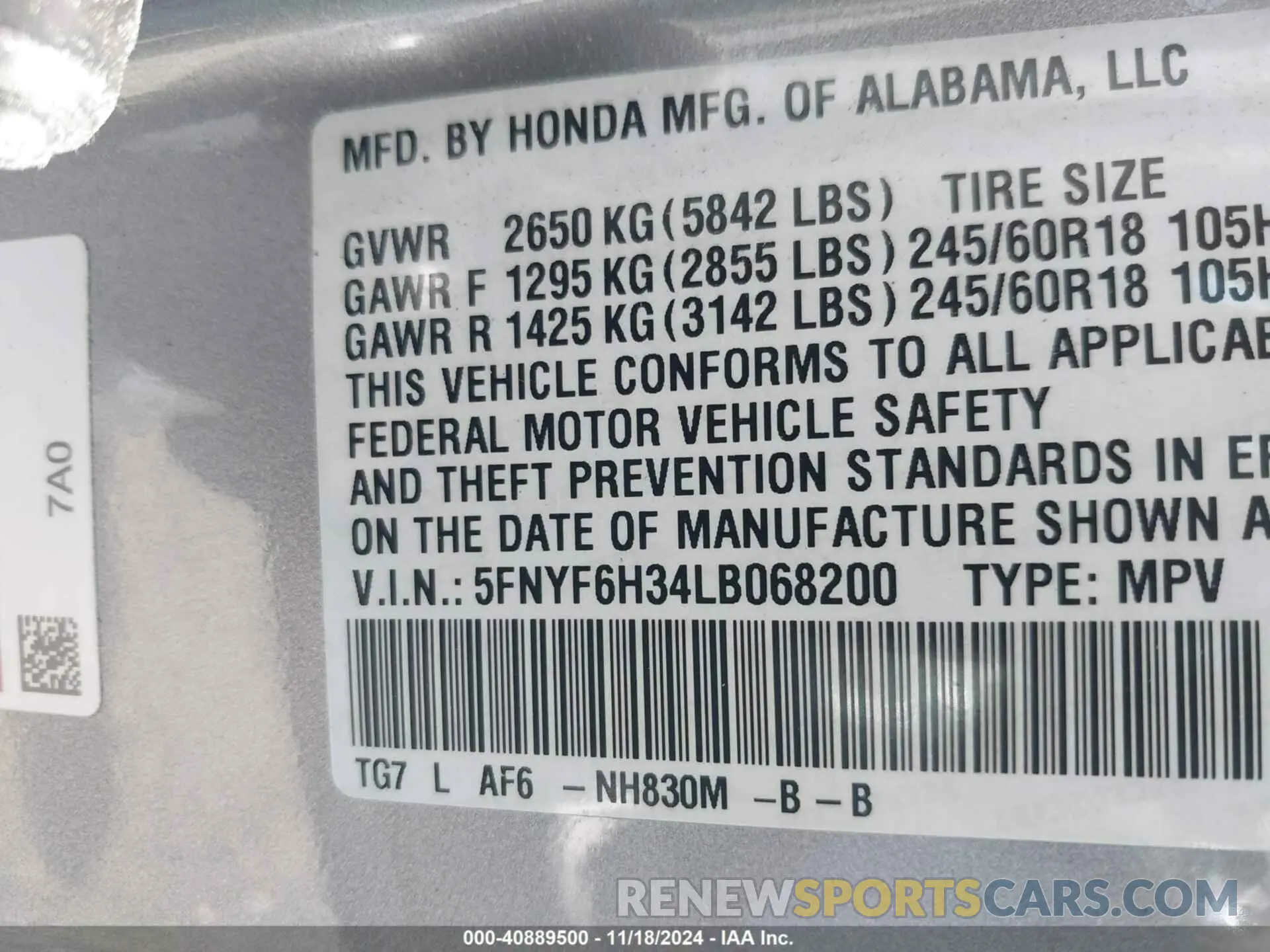 9 Photograph of a damaged car 5FNYF6H34LB068200 HONDA PILOT 2020