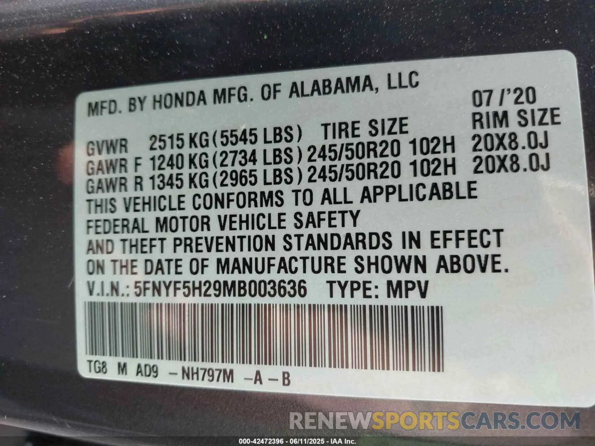 9 Photograph of a damaged car 5FNYF5H29MB003636 HONDA PILOT 2021