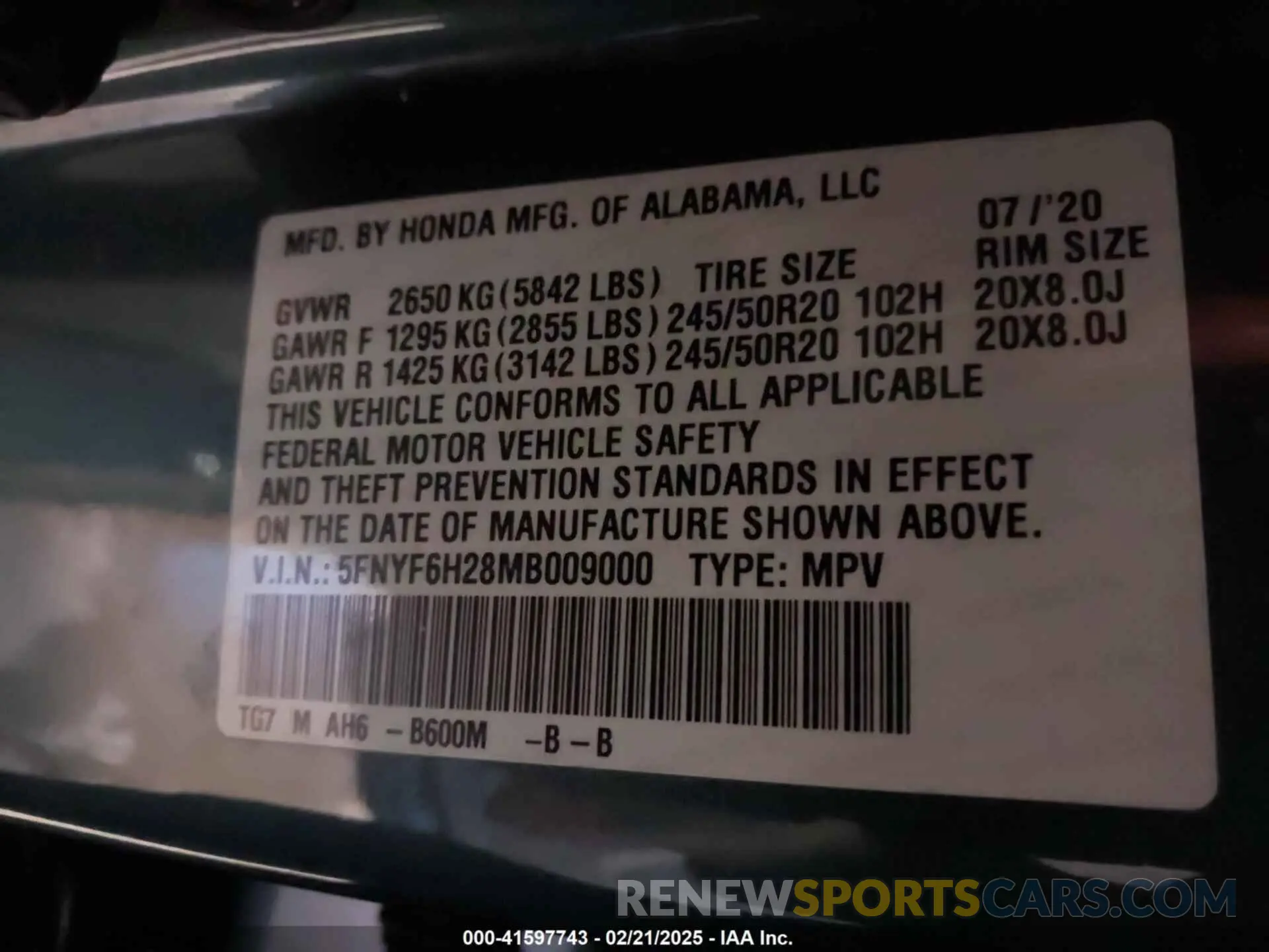 9 Фотография поврежденного автомобиля 5FNYF6H28MB009000 HONDA PILOT 2021
