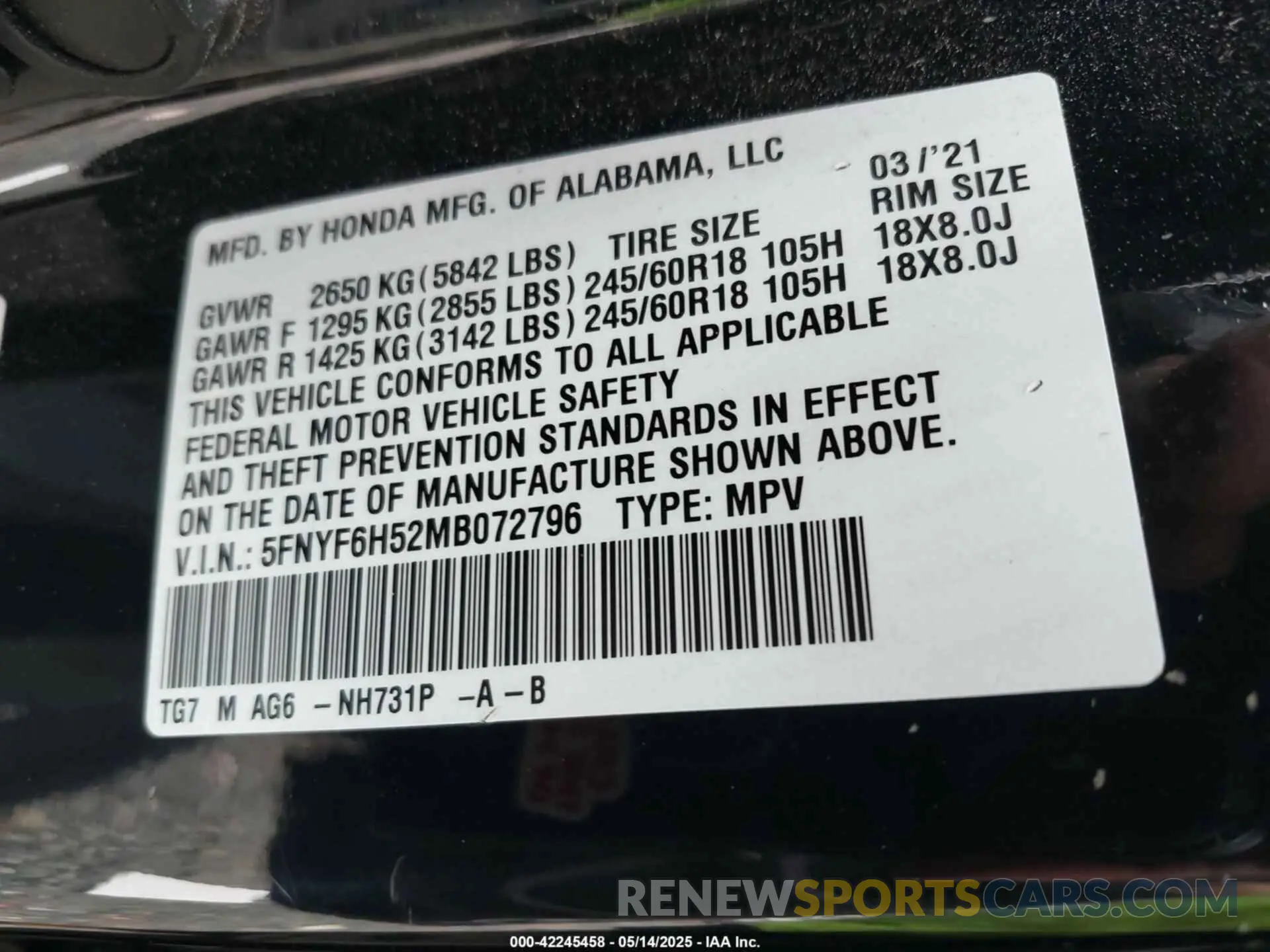 9 Фотография поврежденного автомобиля 5FNYF6H52MB072796 HONDA PILOT 2021