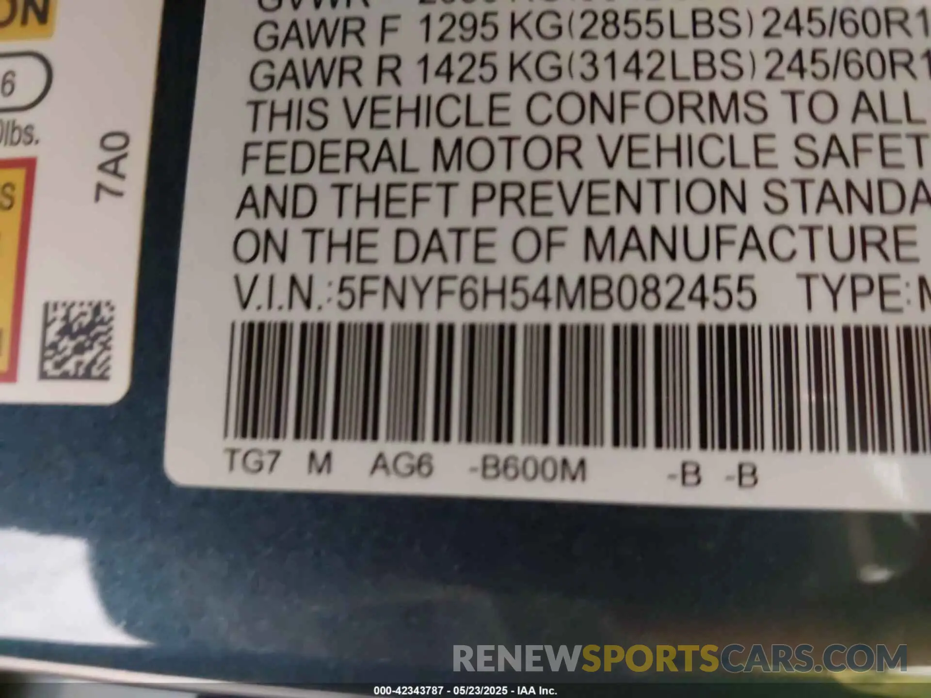 9 Photograph of a damaged car 5FNYF6H54MB082455 HONDA PILOT 2021