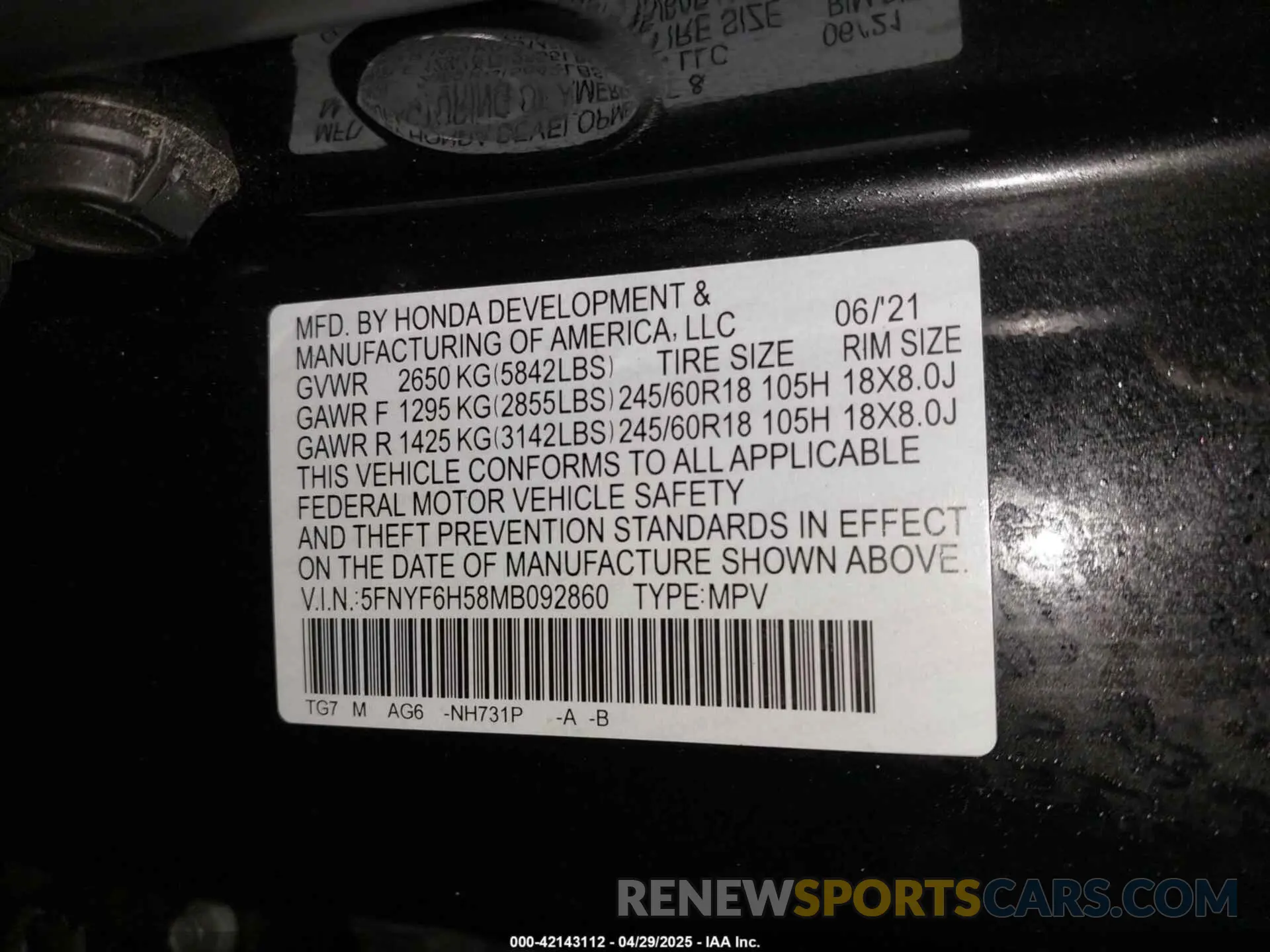 9 Фотография поврежденного автомобиля 5FNYF6H58MB092860 HONDA PILOT 2021