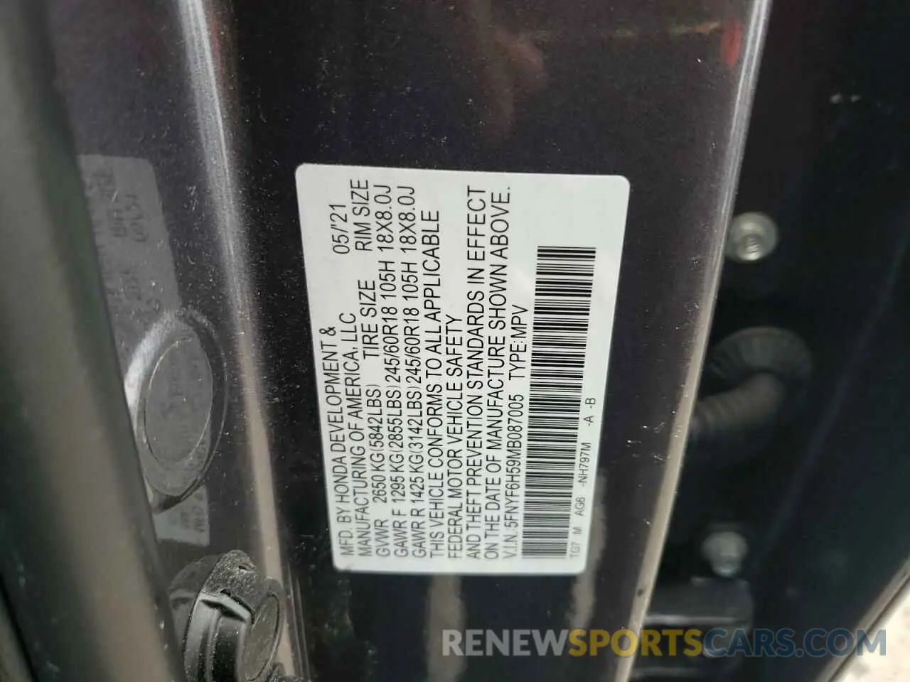 13 Фотография поврежденного автомобиля 5FNYF6H59MB087005 HONDA PILOT 2021
