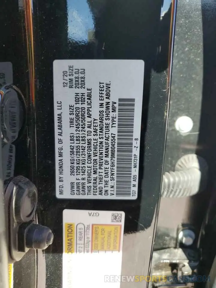 14 Фотография поврежденного автомобиля 5FNYF6H79MB045547 HONDA PILOT 2021