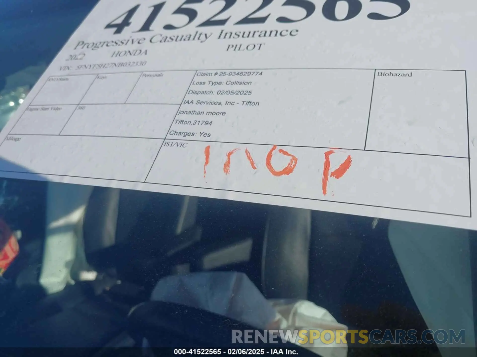 14 Фотография поврежденного автомобиля 5FNYF5H27NB032330 HONDA PILOT 2022