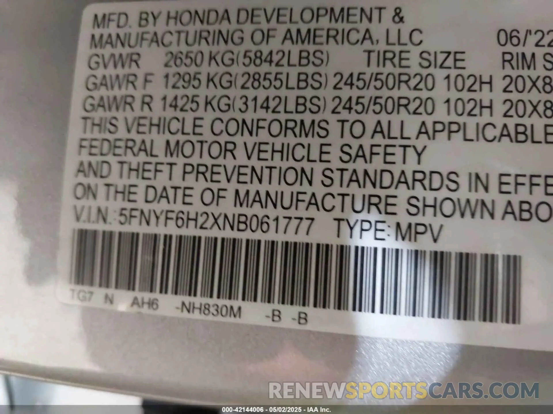 9 Photograph of a damaged car 5FNYF6H2XNB061777 HONDA PILOT 2022