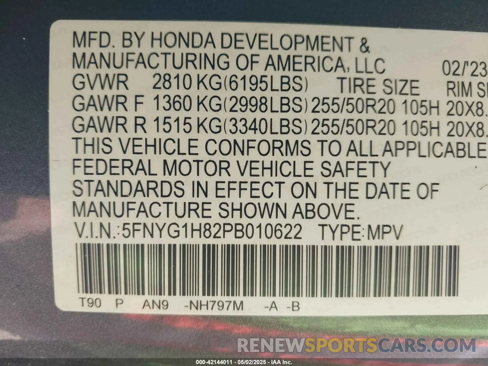 9 Photograph of a damaged car 5FNYG1H82PB010622 HONDA PILOT 2023