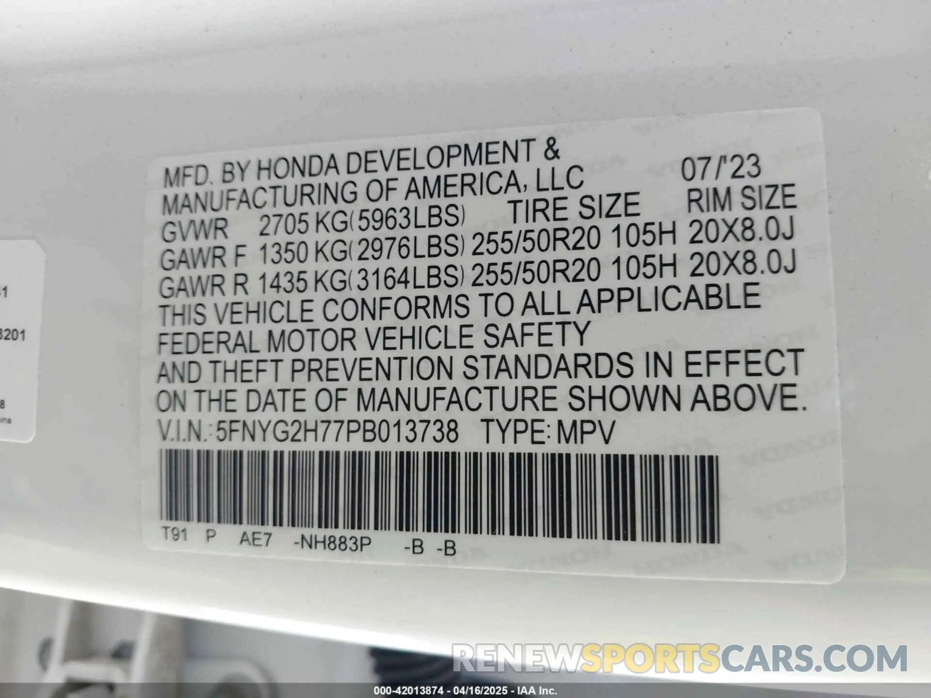 9 Фотография поврежденного автомобиля 5FNYG2H77PB013738 HONDA PILOT 2023