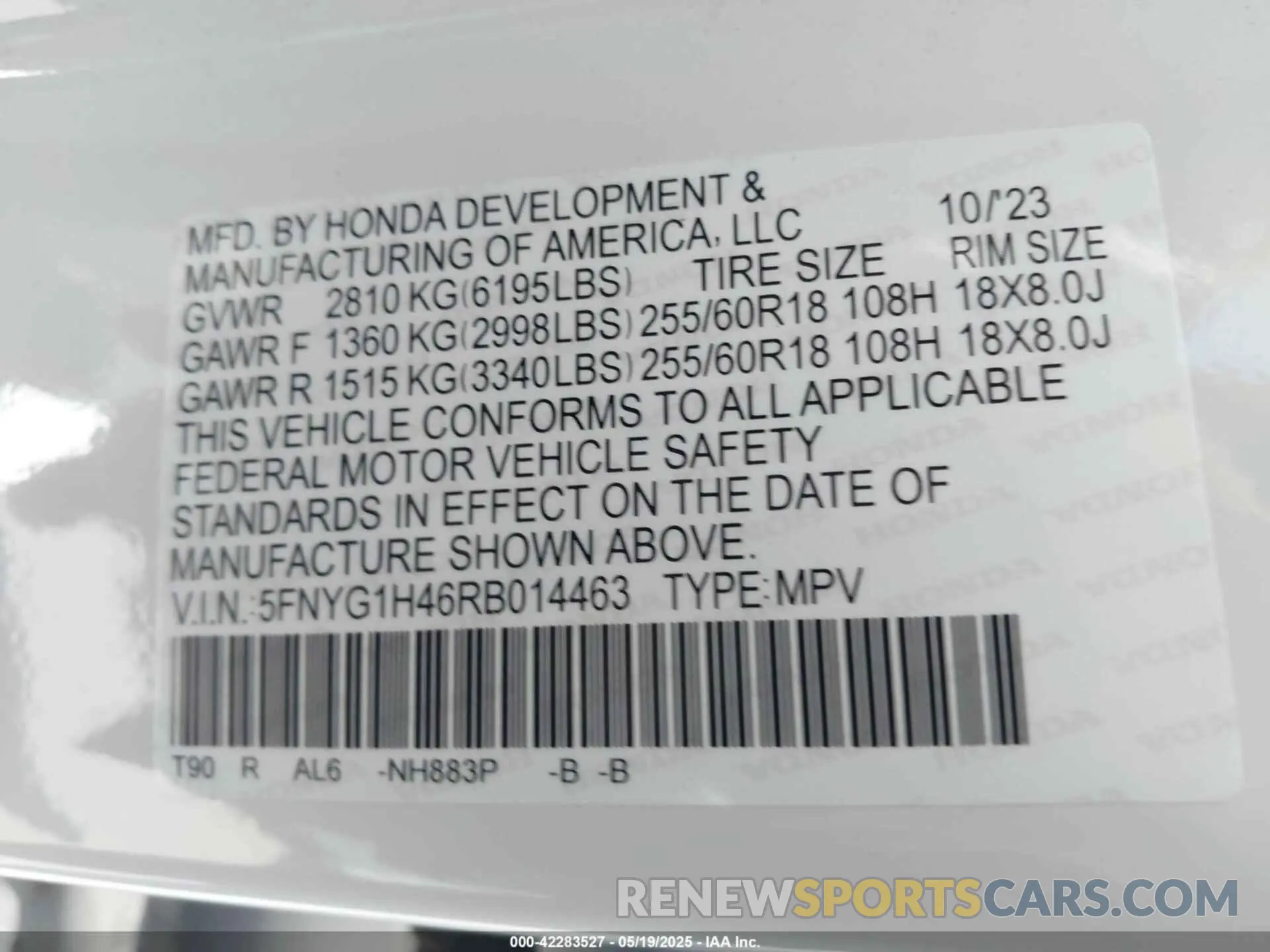9 Photograph of a damaged car 5FNYG1H46RB014463 HONDA PILOT 2024