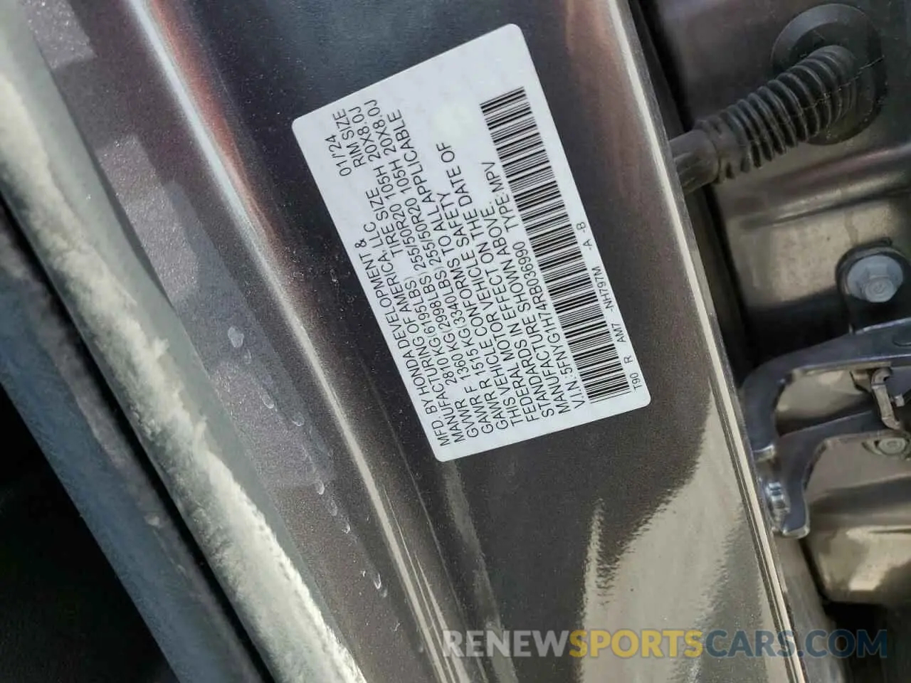13 Photograph of a damaged car 5FNYG1H74RB036990 HONDA PILOT 2024