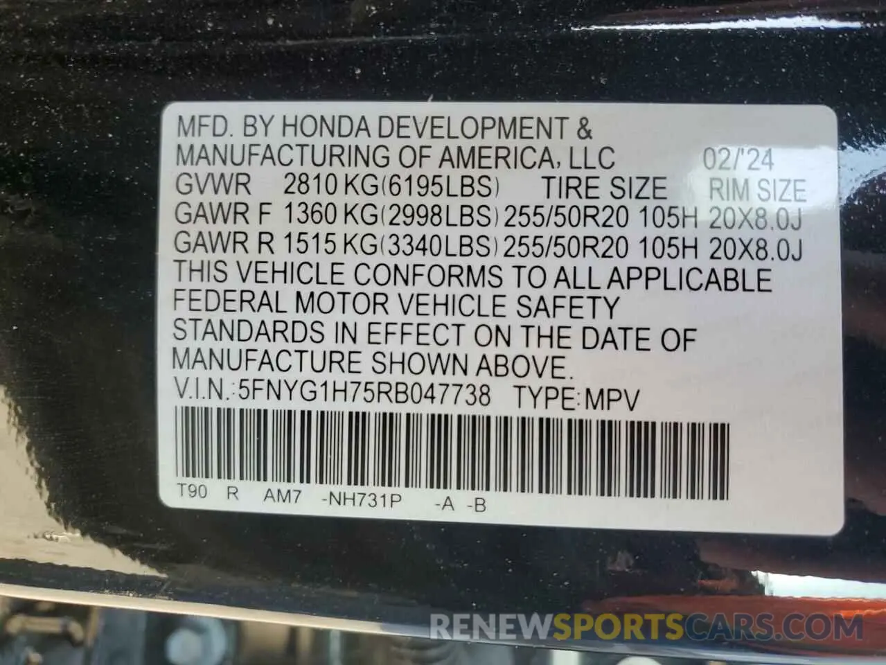 14 Фотография поврежденного автомобиля 5FNYG1H75RB047738 HONDA PILOT 2024