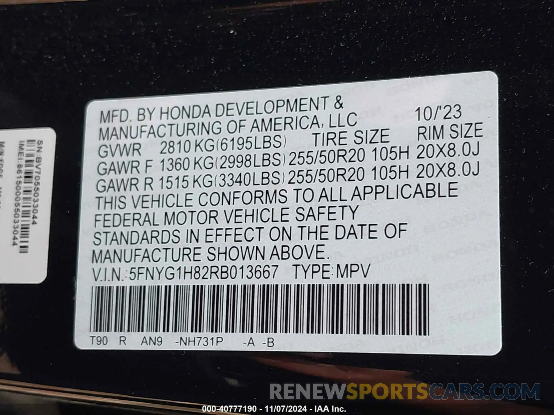 9 Photograph of a damaged car 5FNYG1H82RB013667 HONDA PILOT 2024