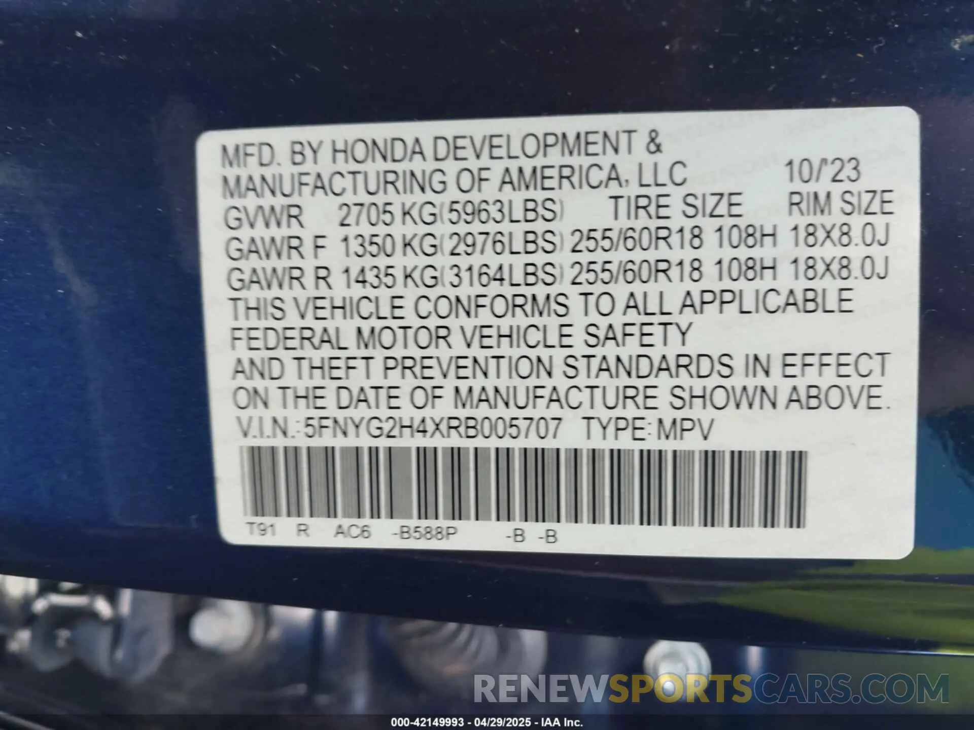 9 Фотография поврежденного автомобиля 5FNYG2H4XRB005707 HONDA PILOT 2024