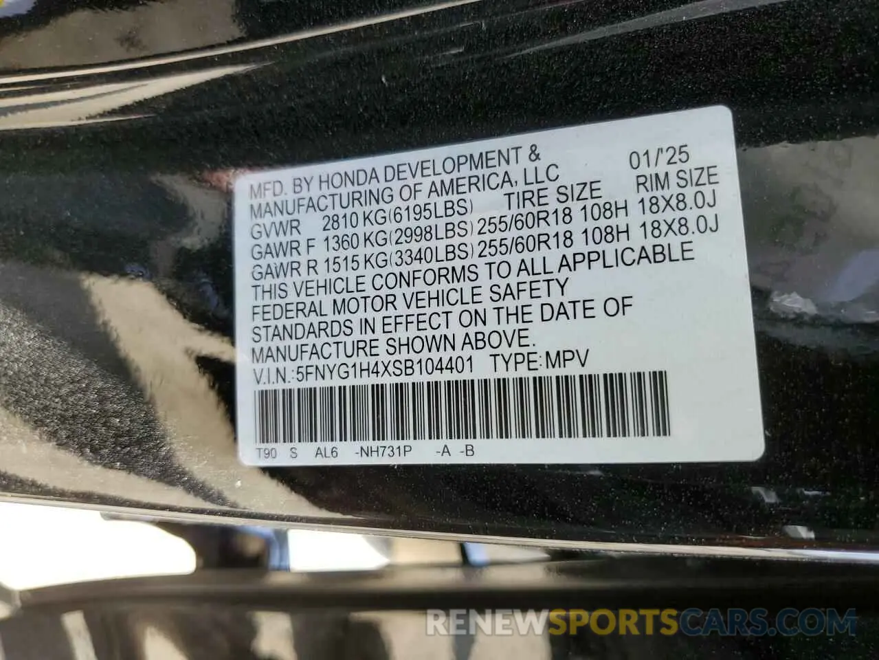 16 Фотография поврежденного автомобиля 5FNYG1H4XSB104401 HONDA PILOT 2025