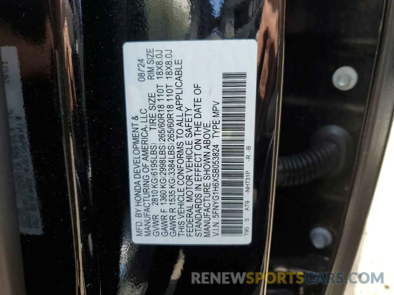 13 Photograph of a damaged car 5FNYG1H6XSB053824 HONDA PILOT 2025