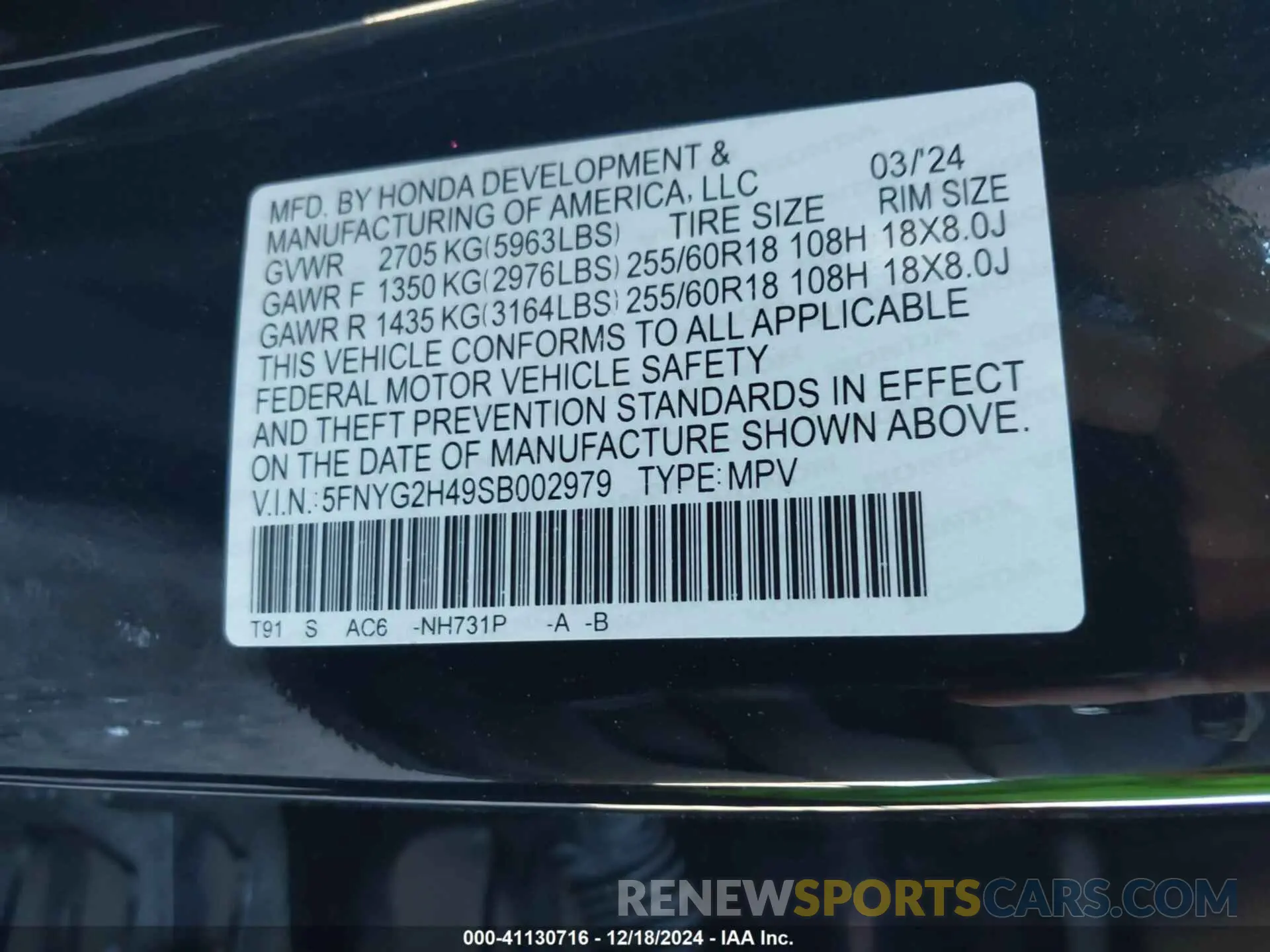 9 Фотография поврежденного автомобиля 5FNYG2H49SB002979 HONDA PILOT 2025