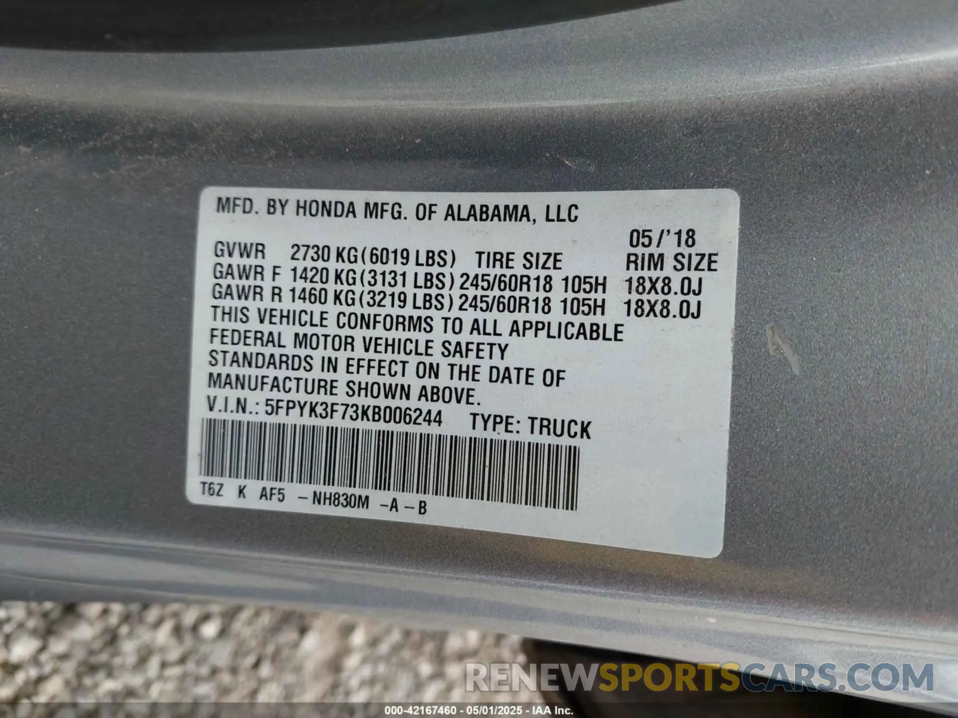 9 Photograph of a damaged car 5FPYK3F73KB006244 HONDA RIDGELINE 2019