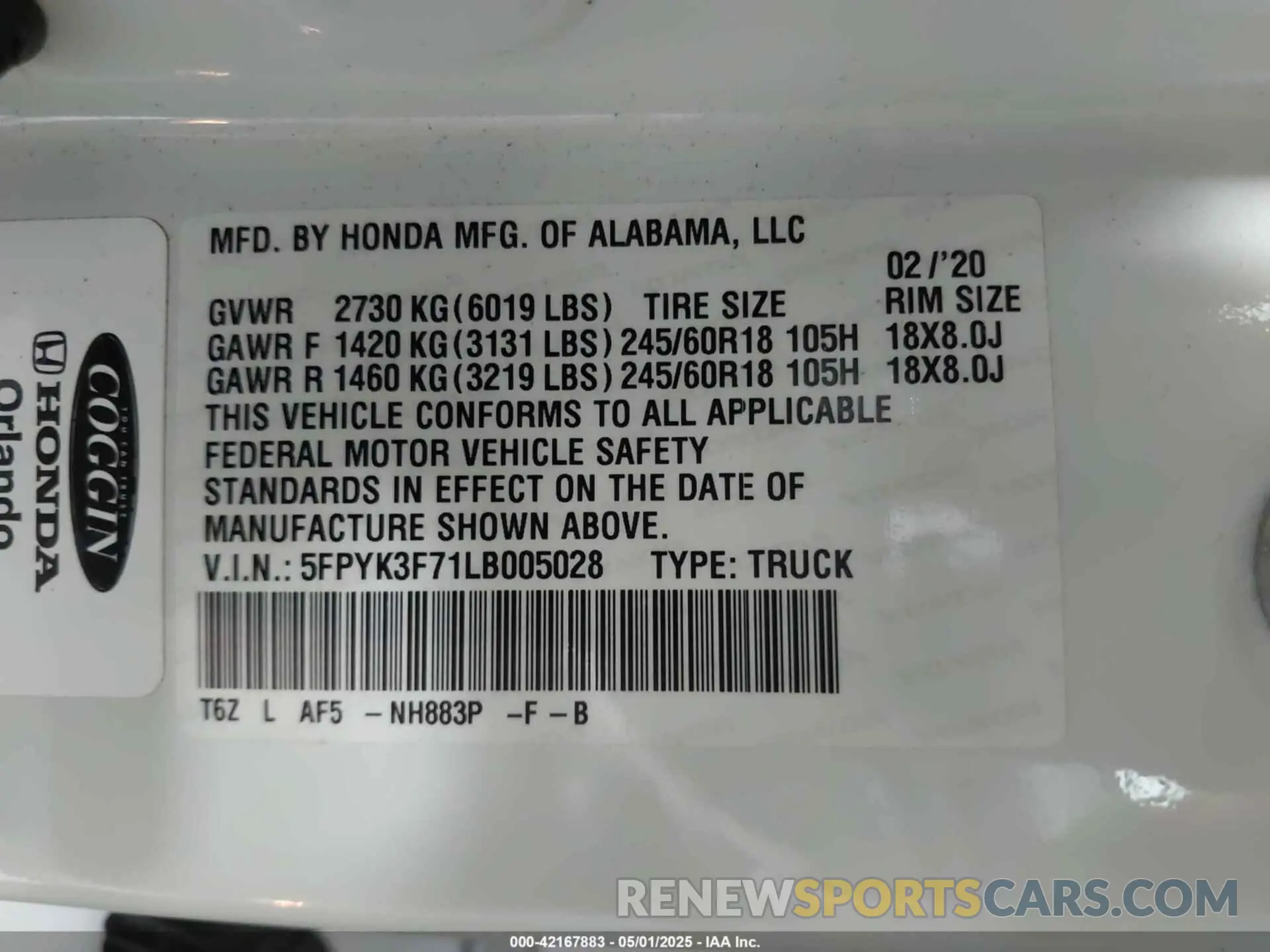 9 Photograph of a damaged car 5FPYK3F71LB005028 HONDA RIDGELINE 2020