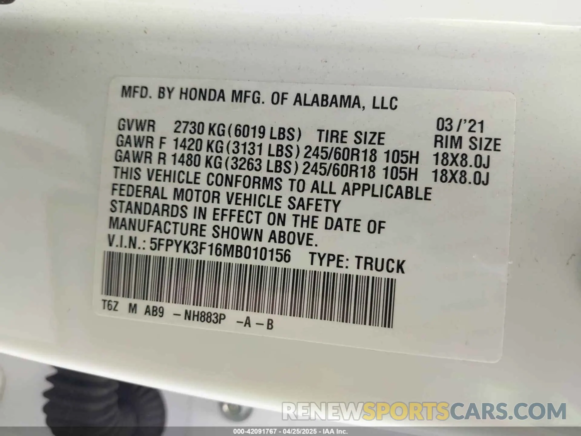 9 Photograph of a damaged car 5FPYK3F16MB010156 HONDA RIDGELINE 2021