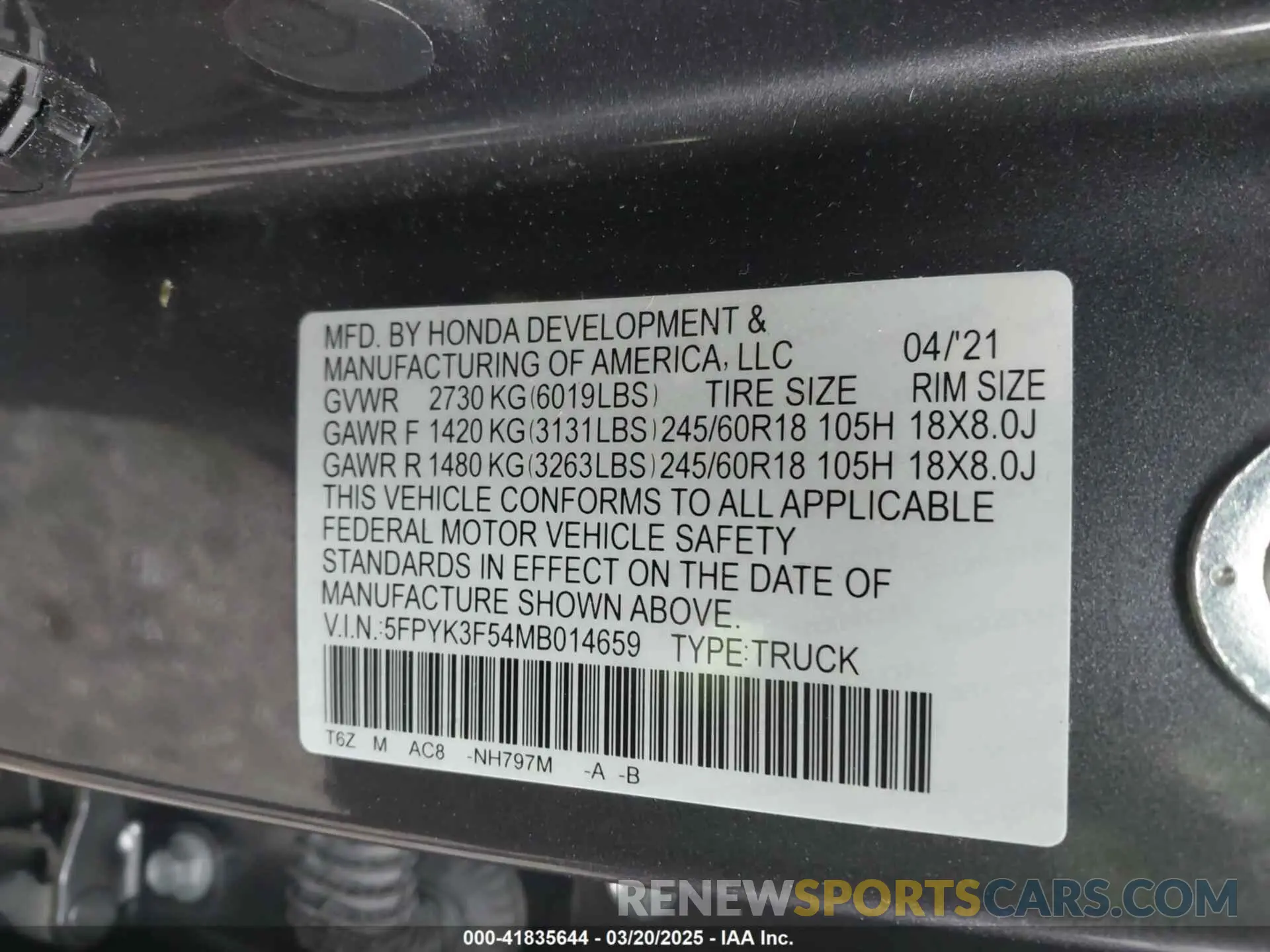 9 Фотография поврежденного автомобиля 5FPYK3F54MB014659 HONDA RIDGELINE 2021