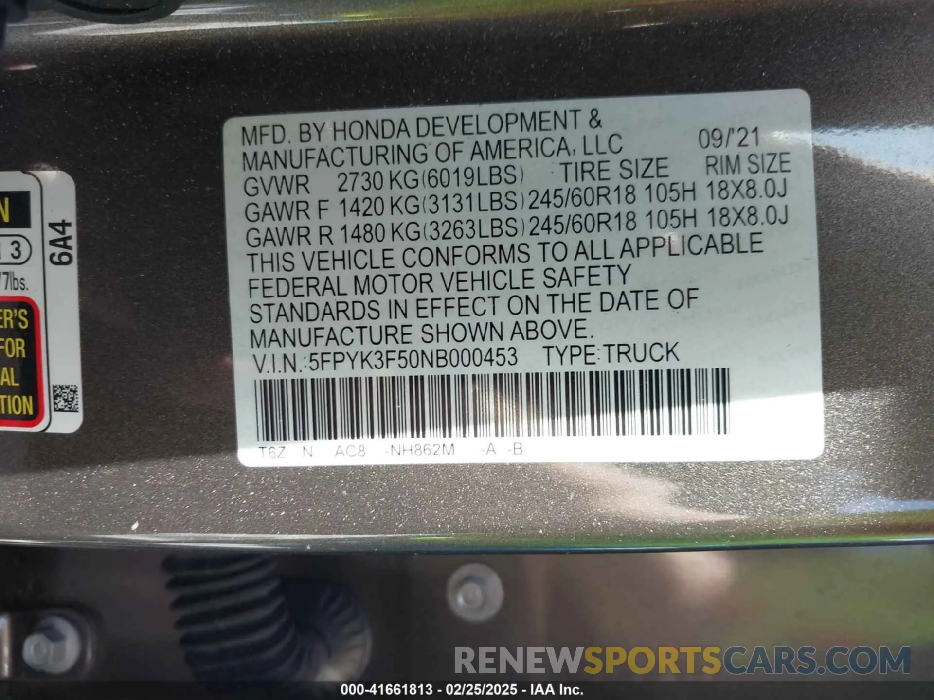 9 Фотография поврежденного автомобиля 5FPYK3F50NB000453 HONDA RIDGELINE 2022