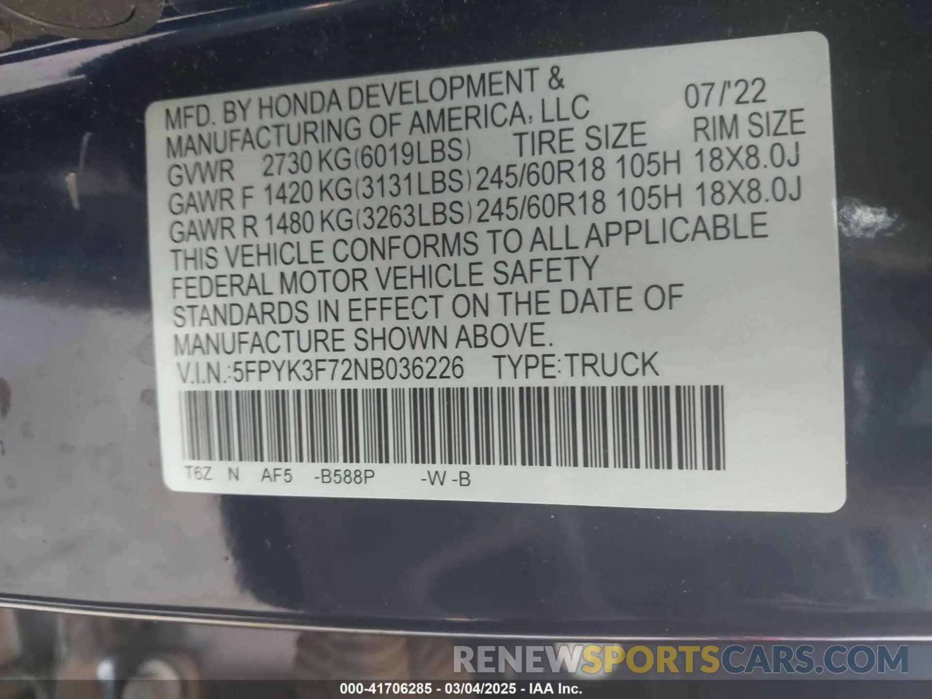 9 Photograph of a damaged car 5FPYK3F72NB036226 HONDA RIDGELINE 2022