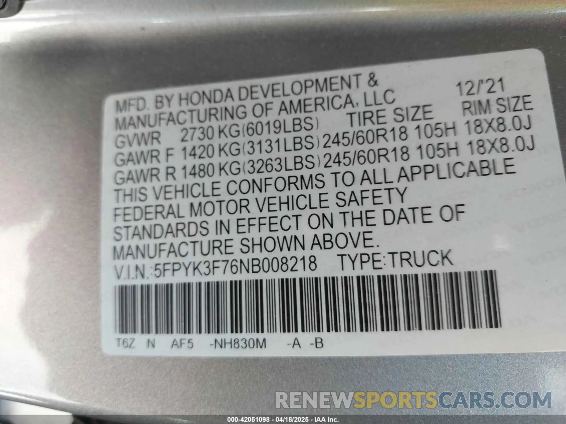 9 Фотография поврежденного автомобиля 5FPYK3F76NB008218 HONDA RIDGELINE 2022