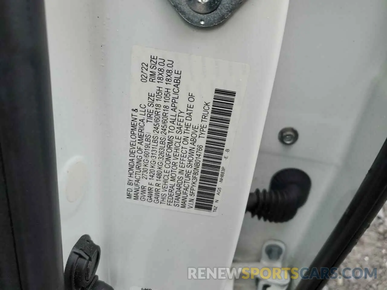12 Photograph of a damaged car 5FPYK3F80NB014766 HONDA RIDGELINE 2022