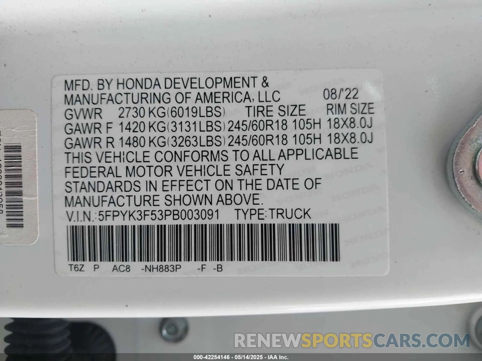 9 Photograph of a damaged car 5FPYK3F53PB003091 HONDA RIDGELINE 2023