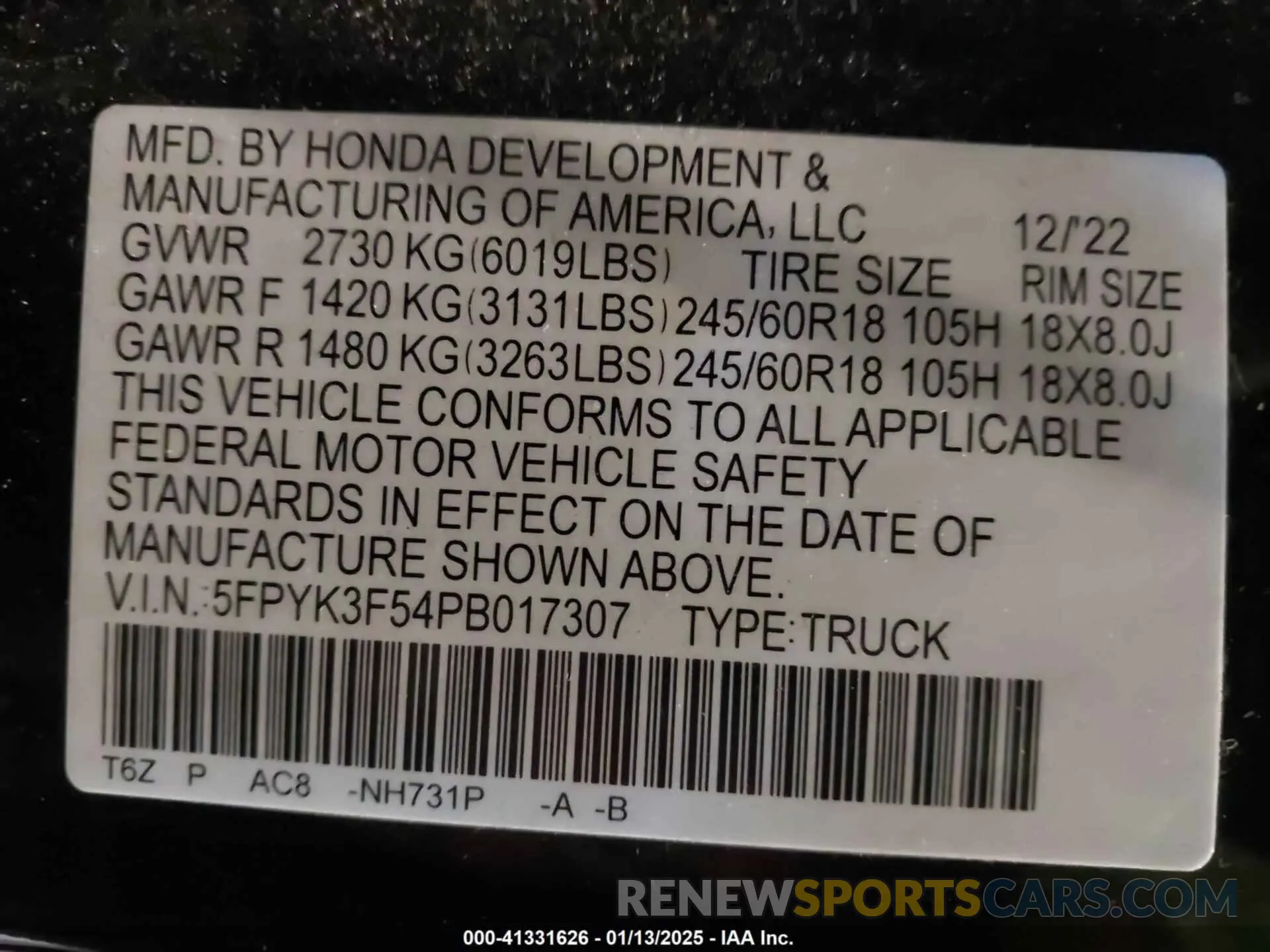 9 Фотография поврежденного автомобиля 5FPYK3F54PB017307 HONDA RIDGELINE 2023
