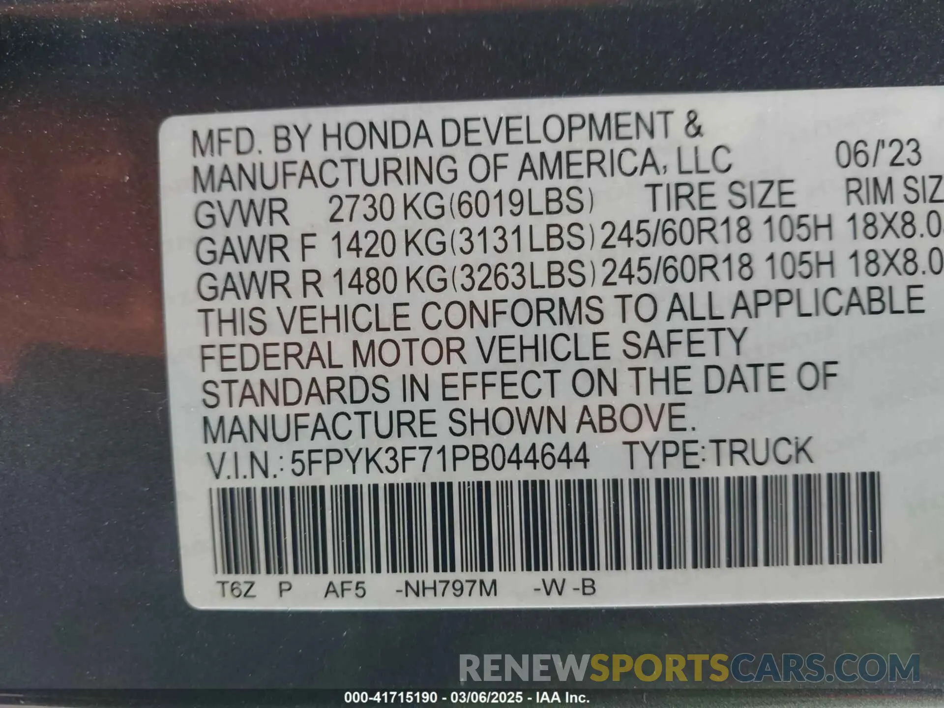 9 Photograph of a damaged car 5FPYK3F71PB044644 HONDA RIDGELINE 2023
