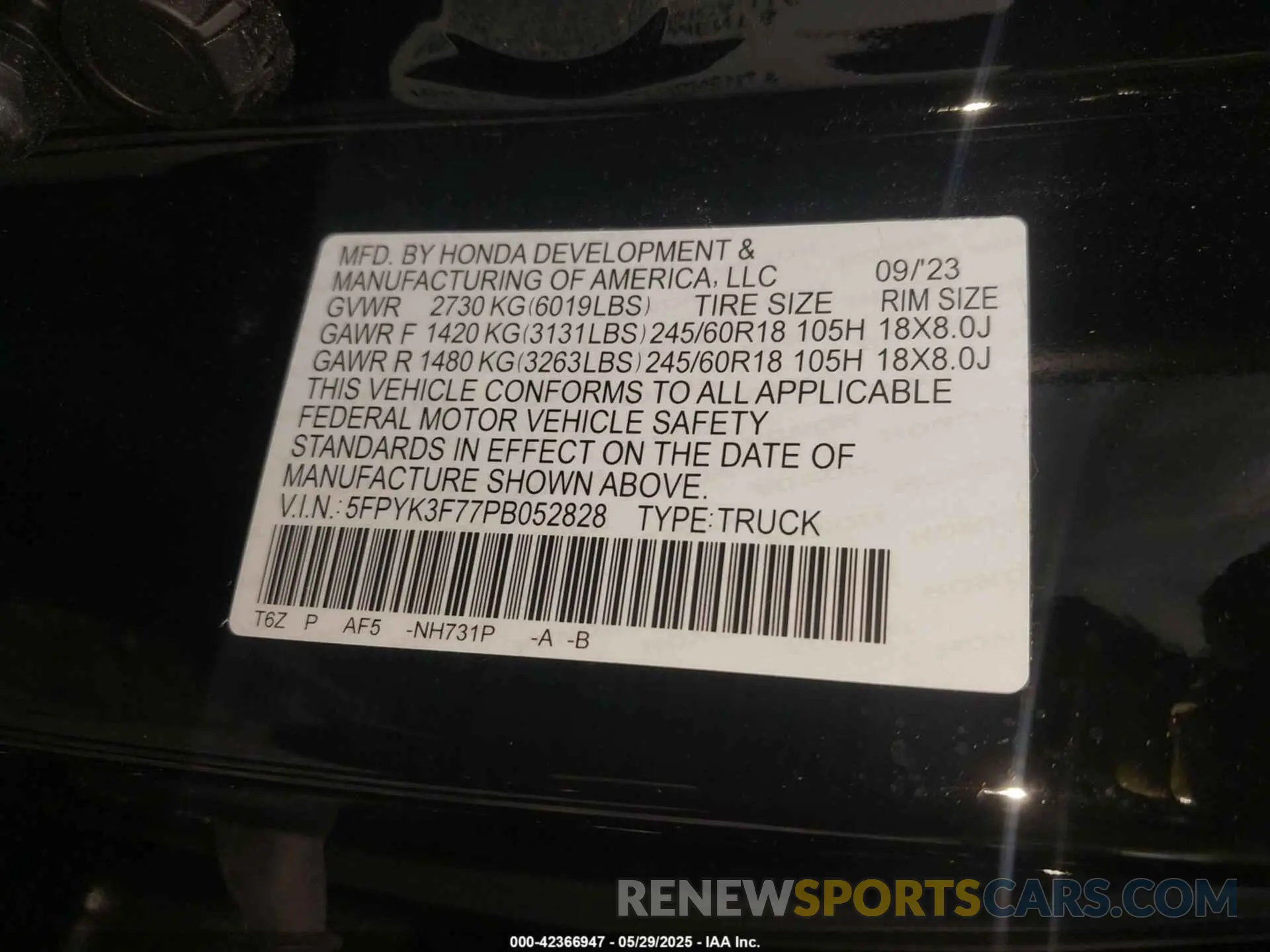 9 Фотография поврежденного автомобиля 5FPYK3F77PB052828 HONDA RIDGELINE 2023