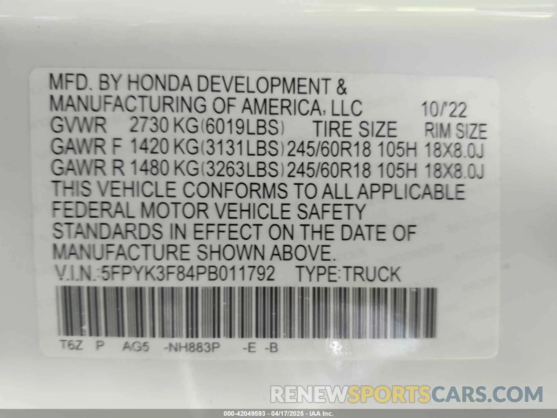 9 Фотография поврежденного автомобиля 5FPYK3F84PB011792 HONDA RIDGELINE 2023