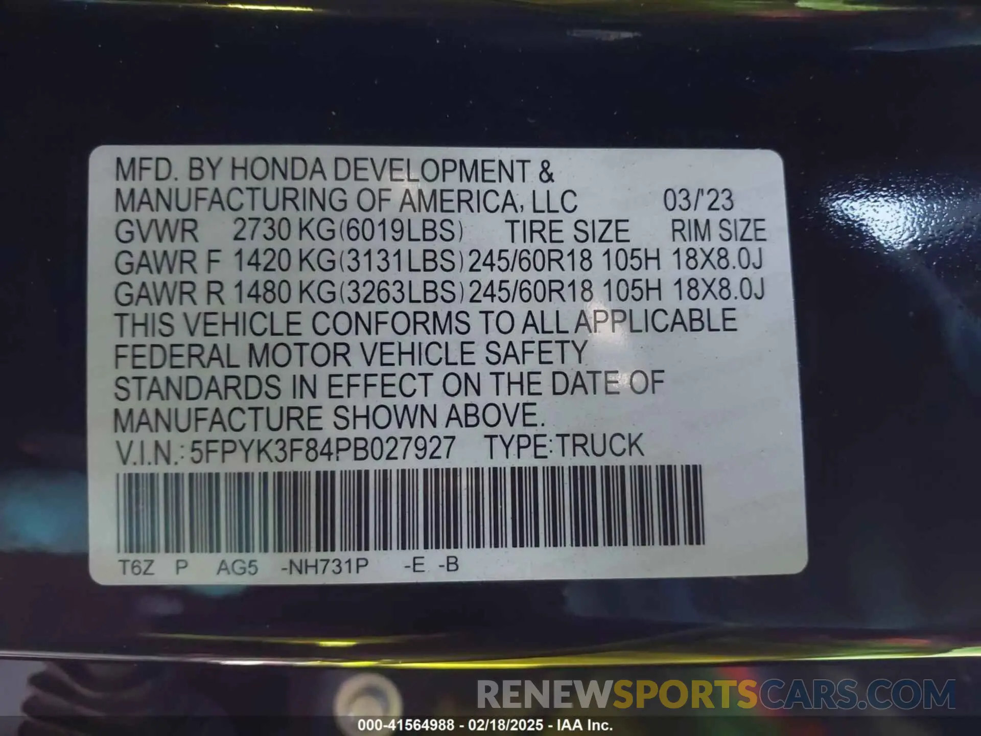 9 Фотография поврежденного автомобиля 5FPYK3F84PB027927 HONDA RIDGELINE 2023